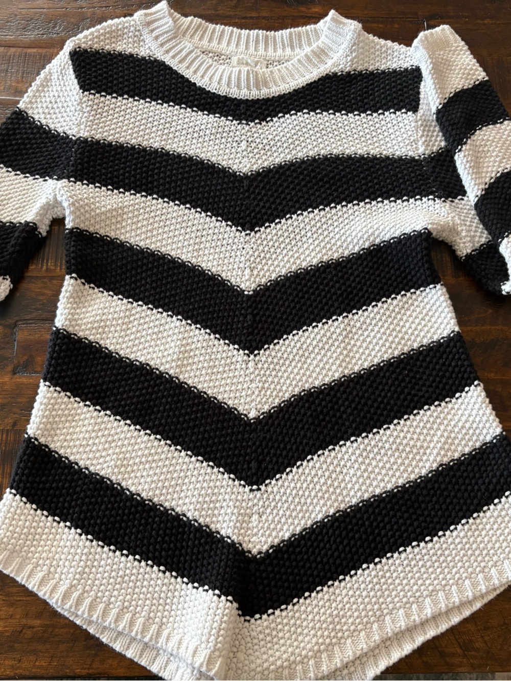 Caslon Black and White Striped Crewneck Sweater, XS